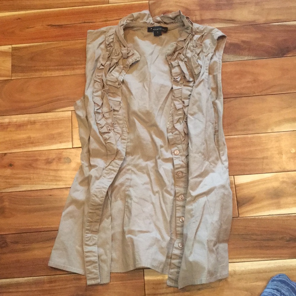 Tan Button up top